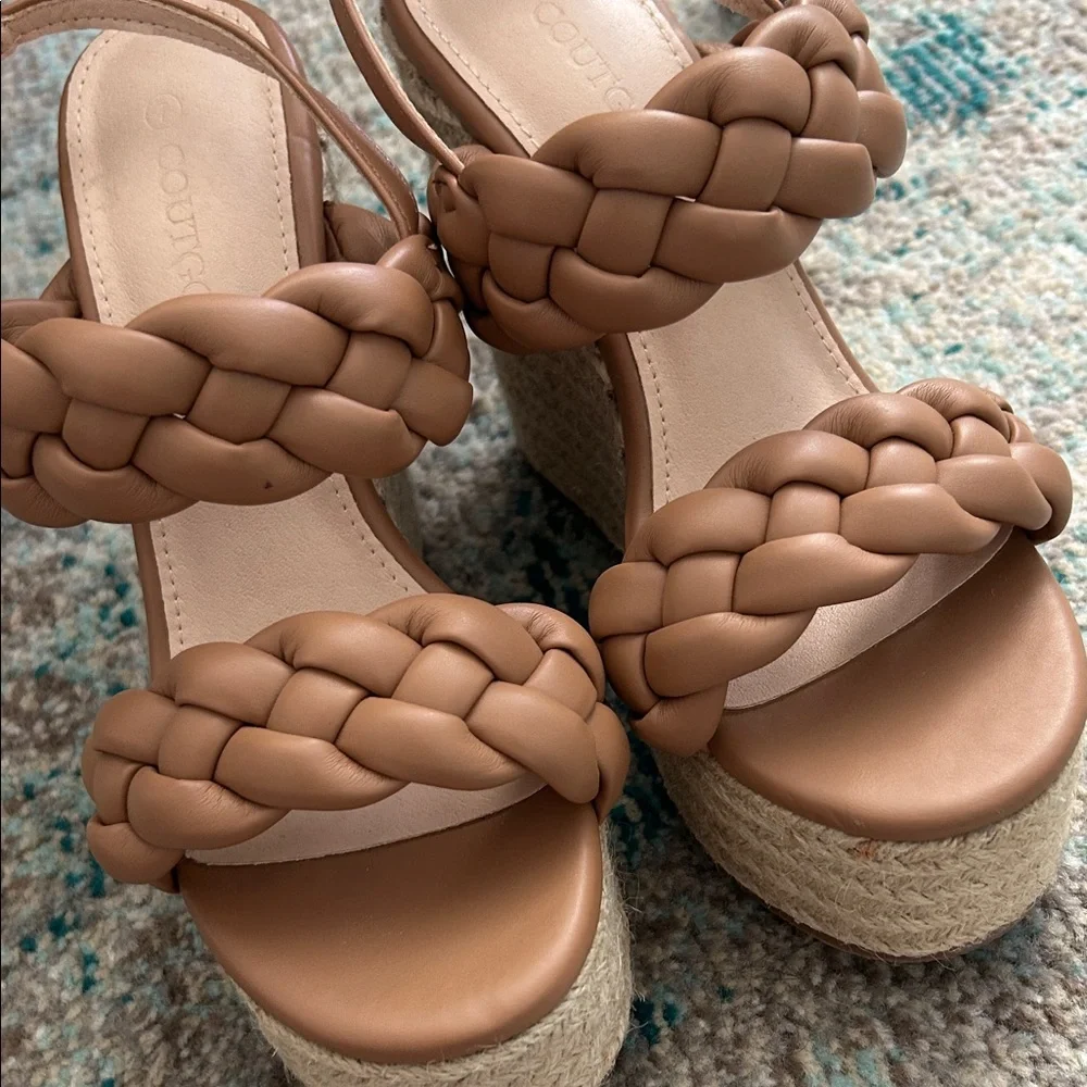 Tan Braided Wedge Sandals